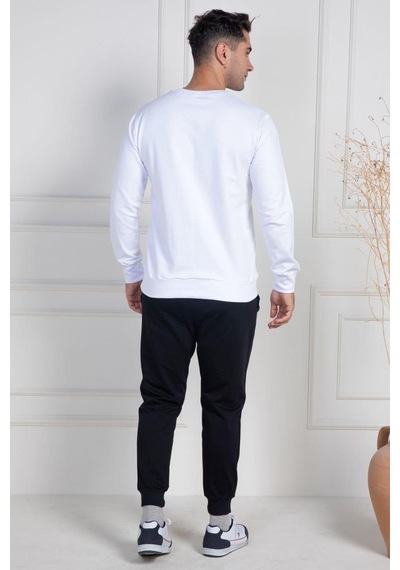 Mecit Pijama Mecit 2976 Beyaz İki İp Örme Spor Model Erkek Pijama Takımı Beyaz