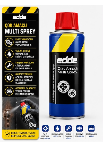 Edde Araba Araç Oto Çok Amaçlı Multi Sprey 200ml Pas Sökücü Yağlayıcı