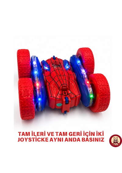 Oyuncak Led Işıklı 360 Akrobat Uzaktan Kumandalı Araba Şarjlı 4x4 Off Road Dublör Oyuncak Araba Kırmızı