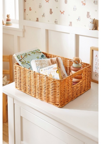 Ocean Home Textile Çocuk Odası Yıkanabilir Bej Pp Rattan Sepet 39 X 29 X 13 Cm