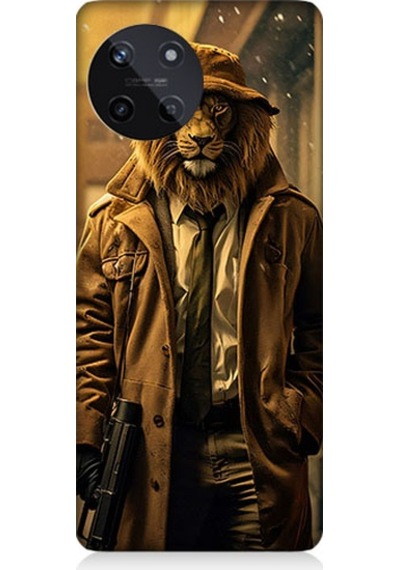 Realme 11 4g Uyumlu Aslan Dedektif Desenli Silikon Kılıf