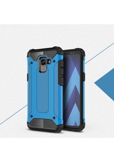 Noktaks Samsung Galaxy Uyumlu A6 2018 Kılıf Çift Katman Zırh Tank Crash Military Kapak Gri T5316