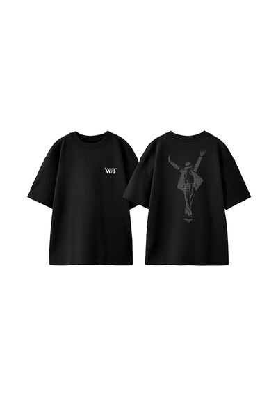 Thewert Michael Jackson Yazi Tasarım Sırt Baskılı Pamuk Siyah Oversize T-shirt