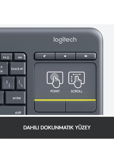 LOGITECH K400 PLUS KABLOSUZ TOUCH KLAVYE-SİYAH 920-007149
