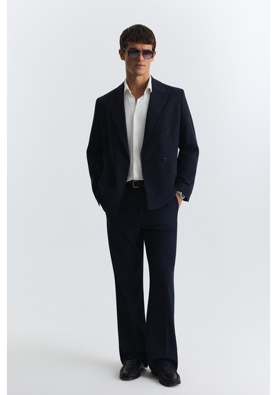 Antioch Relax Fit Kruvaze Erkek Blazer Ceket Açık Lacivert