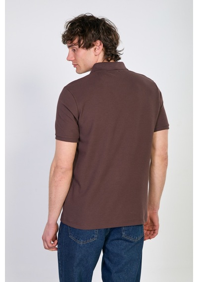 Barrels And Oıl Erkek Waffle Yakalı T-shirt - Kahve Kahve