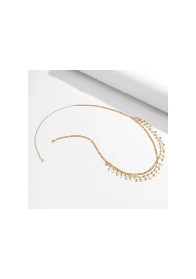 Zayna Yuvarlak Detaylı Taşlı Gold Bel Göbek Zinciri 95679538