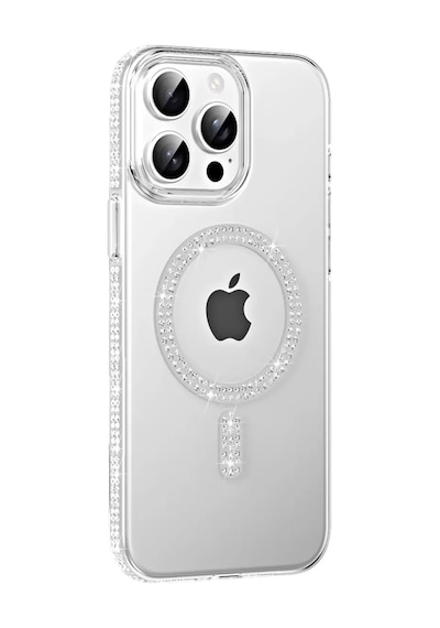 Apple iPhone  Uyumlu  14 Pro Max Move Taşlı Magsafe Kapak - Natural Grey