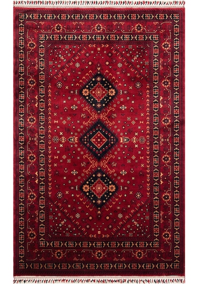 Eko Halı Nostalji 961 Kırmızı Afgan Bambu Uşak Halısı Kırmızı