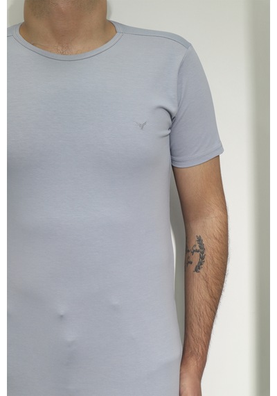 Santa Dmctekstil Erkek Düz Spor Kesim Dar Kalıp Bisiklet Yaka Basic T-shirt Antrasit