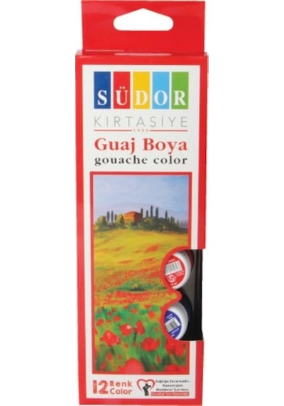 Südor Guaj Boya Şişe 12 Renk 15 ML Sd525 Çok Renkli