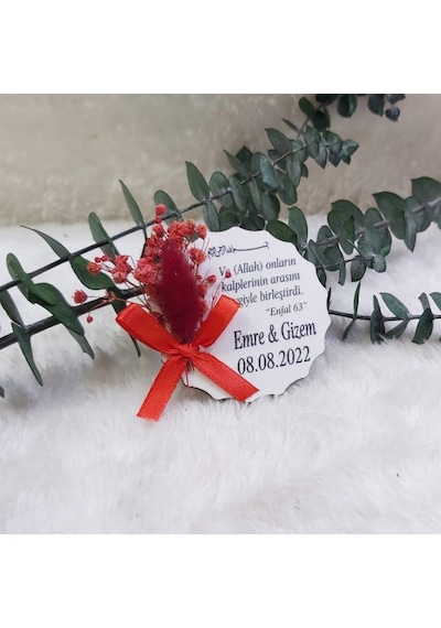 Kalp Epoksi Magnet Poşetli Nikah Şekeri 30 Adet