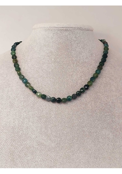 Akik Taşı Yassı Faset Kesim Kolye 6x4mm Sabit Klipsli 42835 Sarı