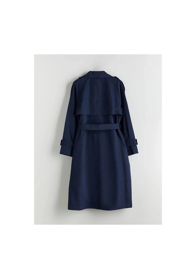 Lc Waikiki Lcw Modest Lacivert Kruvaze Yaka Oversize Kadın Trençkot Navy