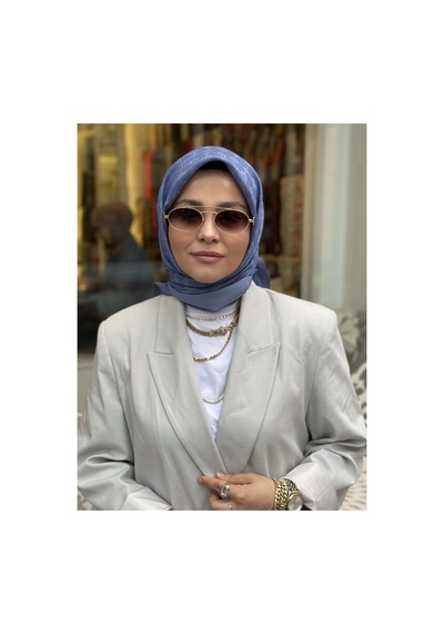 Aker Elegance Monogram Eşarp Mavi - 922 Mavi - 922