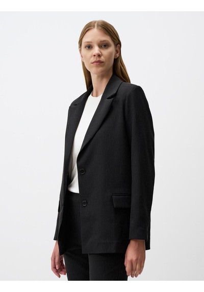 Jimmy Key Siyah Uzun Kollu Çizgili Şık Blazer Ceket 4ww010938900 Siyah
