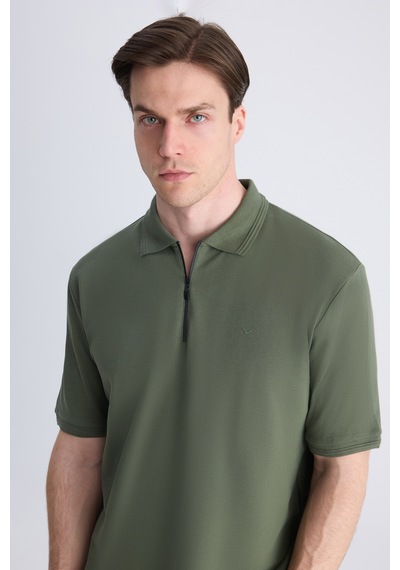 D's Damat Ds Damat Regular Fit Yeşil Pike Dokulu %100 Pamuklu T-shirt 4hc140211214m 401