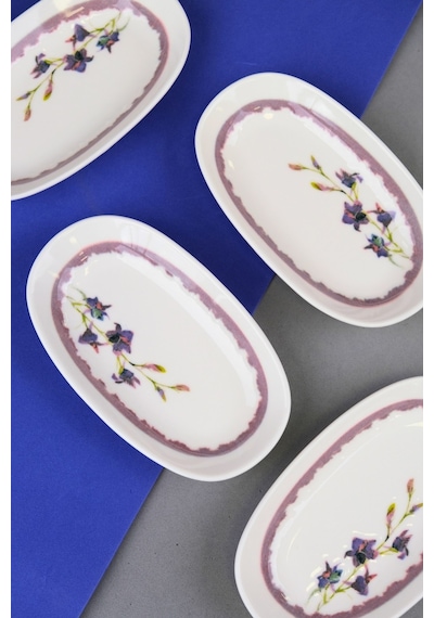 Tabak Evi Porselen Morden Oval Kayık Tabak 15x8,5x2cm 4 Parça Çok Renkli