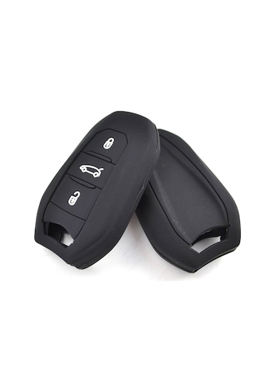 Peugeot 208 308 508 3008 5008 Uyumlu Silikon Oto Anahtar Kumanda Kabı Kılıf Siyah