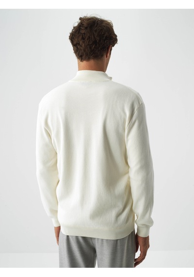 Xint Ekru Pamuk Dokulu Regular Fit Hırka 801870