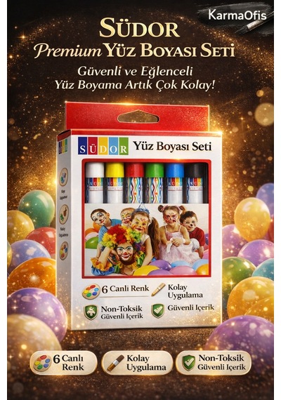 6 Renk Yüz Boyası Seti Non Toksik, Kolay Uygulanan Çocuk Ve Parti Makyaj Boyası