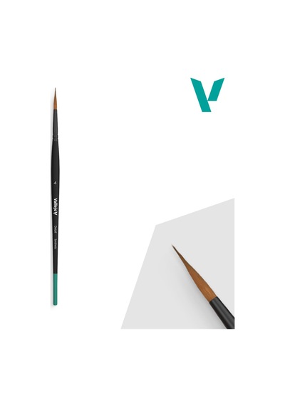 Vallejo B02004 No 4 Yuvarlak Uclu, Sentetik Kıllı, Yassı Saplı, Detay Boya Fırçası