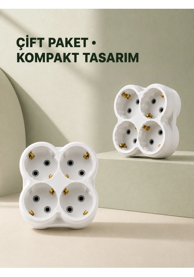 4 Lü Priz Çoğaltıcı 2 Adet Set Kablosuz Duvar Tipi Priz Çoklayıcı Adaptör Çok Renkli