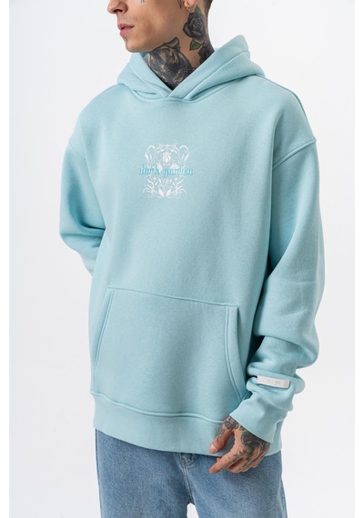 Respire Erkek Garden Baskılı Kapüşonlu Oversize Hoodie Bebe Mavi