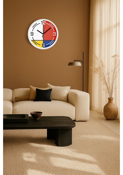 Soyut - Geometrik Temalı Modern Duvar Saati - 42cm - Önü Camlı Beyaz Kasa - Sessiz Mekanizma-jh0353 Beyaz