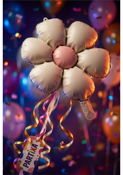 Mat Krem Papatya Retro Folyo Balon Doğum Günü Baby Shower Bahar Temalı Konsept Parti Süsleme Vintage Dekorasyon Balonu Çok Renkli