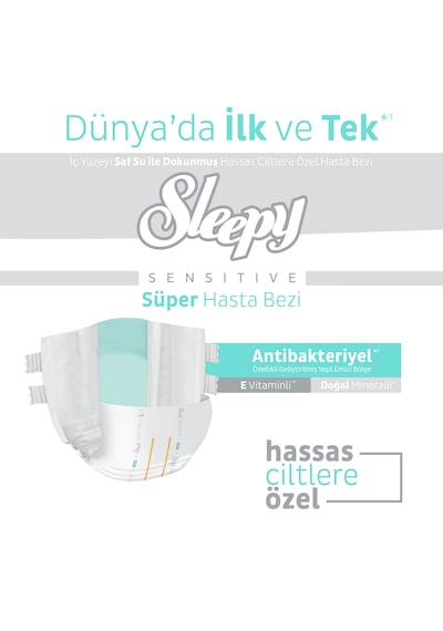 Sleepy Sensitive Antibakteriyel Süper Yetişkin Hasta Bezi Large 30x4 120 Adet L
