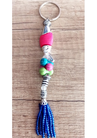 Kum Boncuklu Pembe Balık Anahtarlık