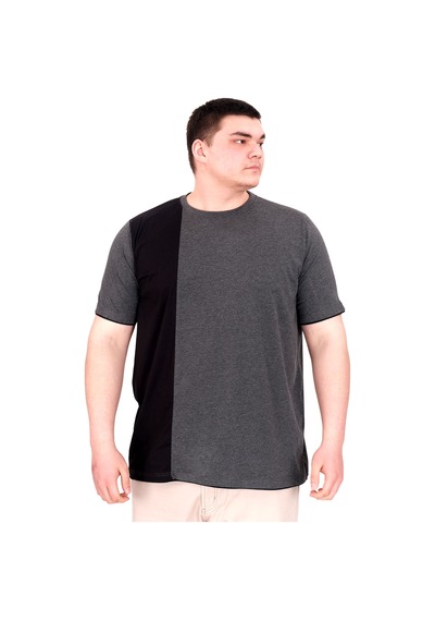 Mode Xl Büyük Beden Erkek T-shirt Parçalı Md08 U22134 Antrasit Antrasit