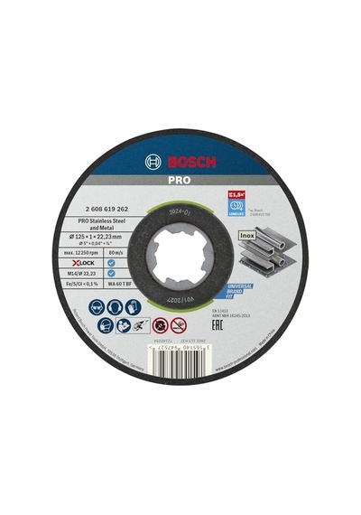 Professional 10 Adet Düz Kesme Diski Standart Inox, X-lock İçin, Delik Çapı: 22,23 Mm, Kalınlık: 1 Mm , 26086192