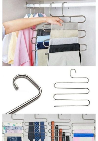 1 Adet Metal Pantolon Eşarp Askısı 5 Katlı Belirtilmemiş Gri Diğer