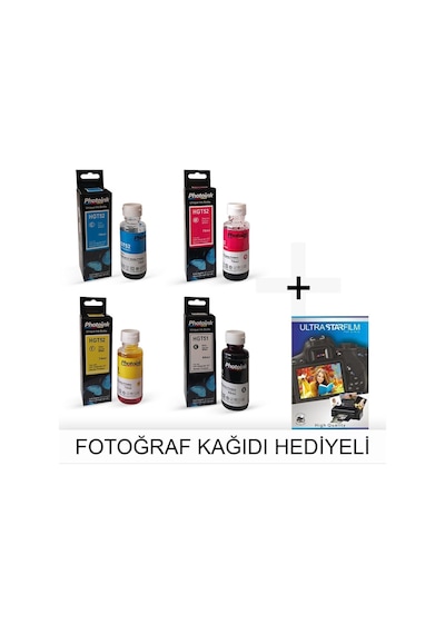 HP DESKJET 2632  1 Takım Photoink Mürekkep- Fotoğraf Kağıdı Hediy