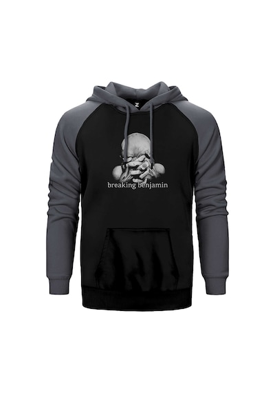 Breaking Benjamin We Are Not Alone Gri Renk Reglan Kol Kapşonlu Sweatshirt Gri