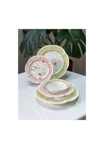 Pink Bloom Yemek Takımı 24 Parça Pembe
