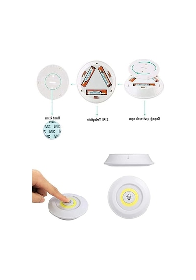 Uzaktan Kumandalı Üçlü Led Spot Lamba - Pilli Ve Pratik 10 Parça Siyah