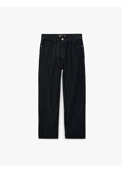 Koton Pamuklu Rahat Kesim Cepli Çizgili Baggy Jean Pantolon Lacivert Çizgili 7wam40328nd 7s2 Koton Pamuklu Rahat Kesim Cepli Çizgili Baggy Jean Pantolon Lacivert Çizgili 7wam40328nd 7s2