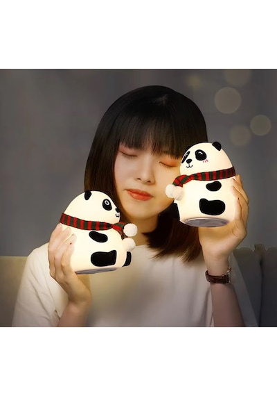 Panda Gece Lambası Çocuklar İçin Gece Işıkları Dokunmatik Sensörlü Renkli Masa Lambası