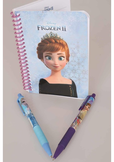 Lisanslı Elsa Frozen Çizgili Not Defteri Ve Versatil Uçlu Kalem 0.7 Mm 2'lisi Altın