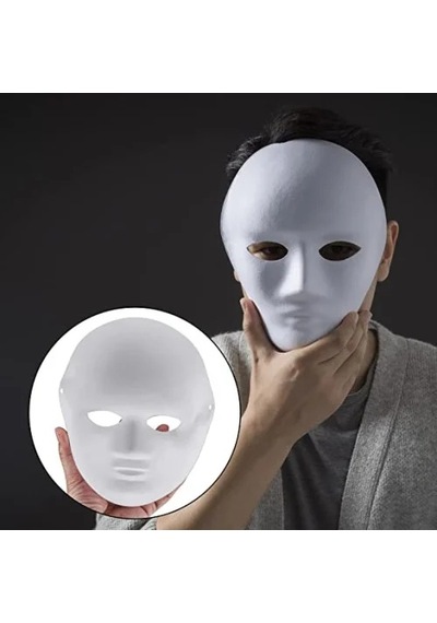 Boyanabilir Beyaz Cosplay Maske 24x18 Cm Tam Yüz Diğer