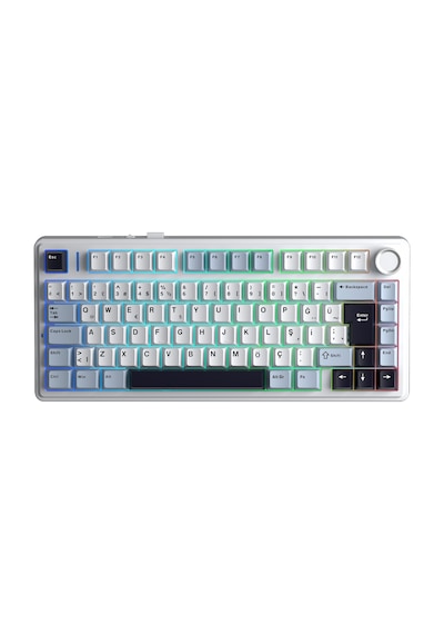 Aula F75 Mekanik Rgb Tkl Graywood V4 Switch Kablosuz Makrolu Hot Swap Türkçe Q Klavye Lacivert