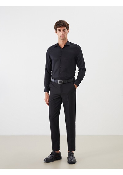 Lcw Busıness Siyah Slim Fit Armürlü Erkek Gömlek