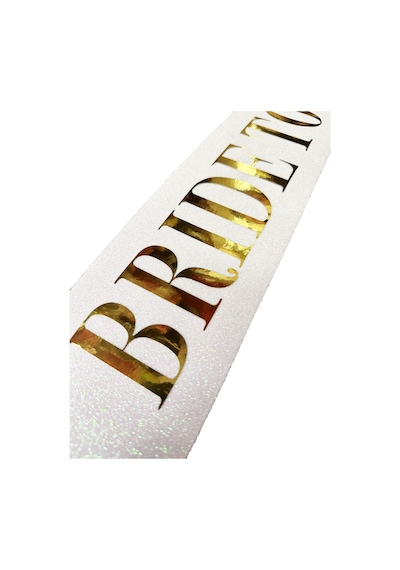 Beyaz Üzeri Altın Büyük Bride To Be Yazılı Simli Işıltılı Kuşak Kemer 10 Cm Genişlik Çok Renkli
