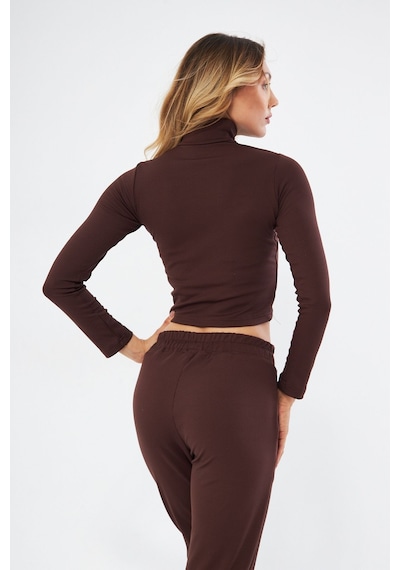 Lesa Wear Fitilli Soft Touch Balıkçı Yaka Bluz Kahverengi Kahverengi