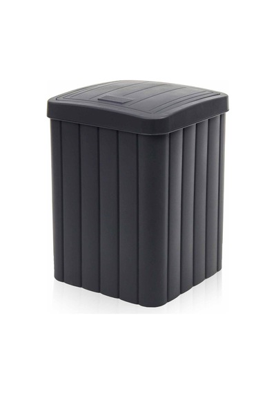 Kpmm Çizgi Desenli Banyo Çöp Kovası - Antrasit - 5 Lt Çok Renkli