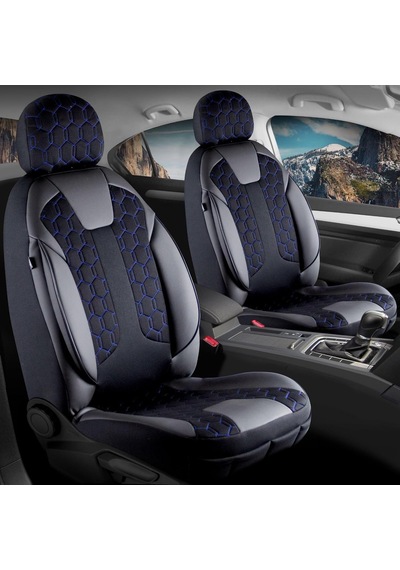 Tr Fiat Egea Sedan İle Uyumlu Lüx Deri Detaylı Oto Koltuk Kılıfı Ön Arka Takım Cyrus Siyah Mavi Genel