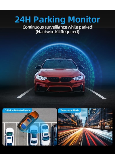 Wifi Dashcam Araç Ön Arka, 4k+1080p, Araç Kamerası, 64g Sd Kartlı Uygulama Kontrolü Araç Kamera